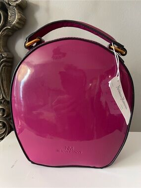 Neiman Marcus Patent Dome Crossbody with Gold Hardware